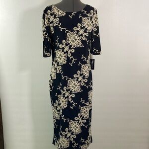 R N Studio Dress Women Size 10 Black & Taupe Short Sleeves New With Tag